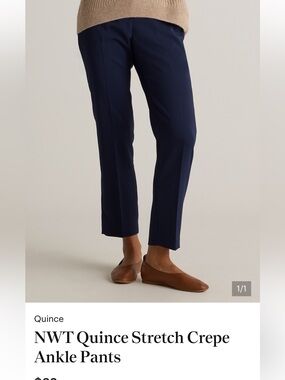 Quince Women's Stretch Crepe Pants in Navy